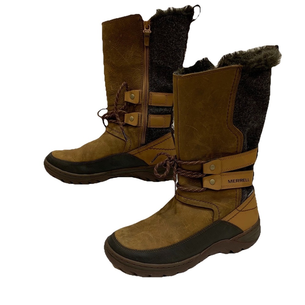 Merrell‎ Sylva Waterproof (Tan) Tall Winter Boots Size 7 Women's 200 Gram Insu-